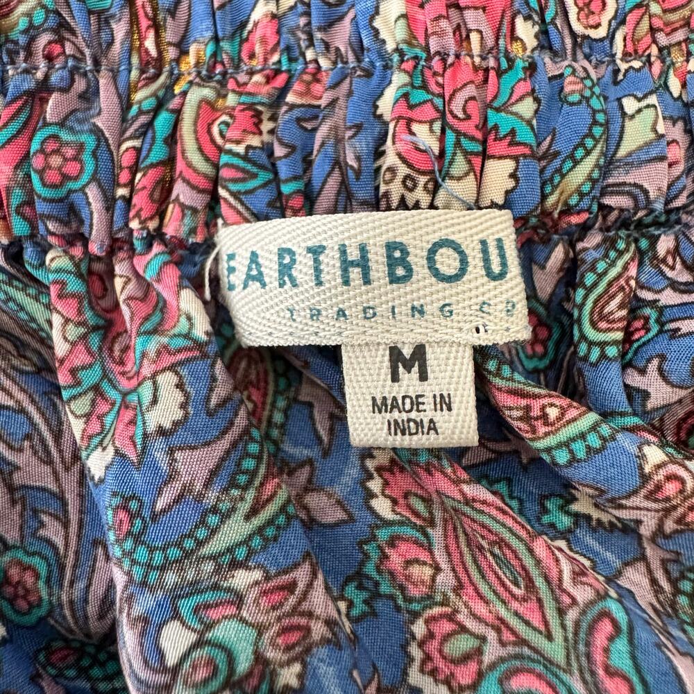Earthbound Trading Co. Mini Skirt Blue Paisley Boho Cargo Pocket Women's Med - Picture 2 of 9